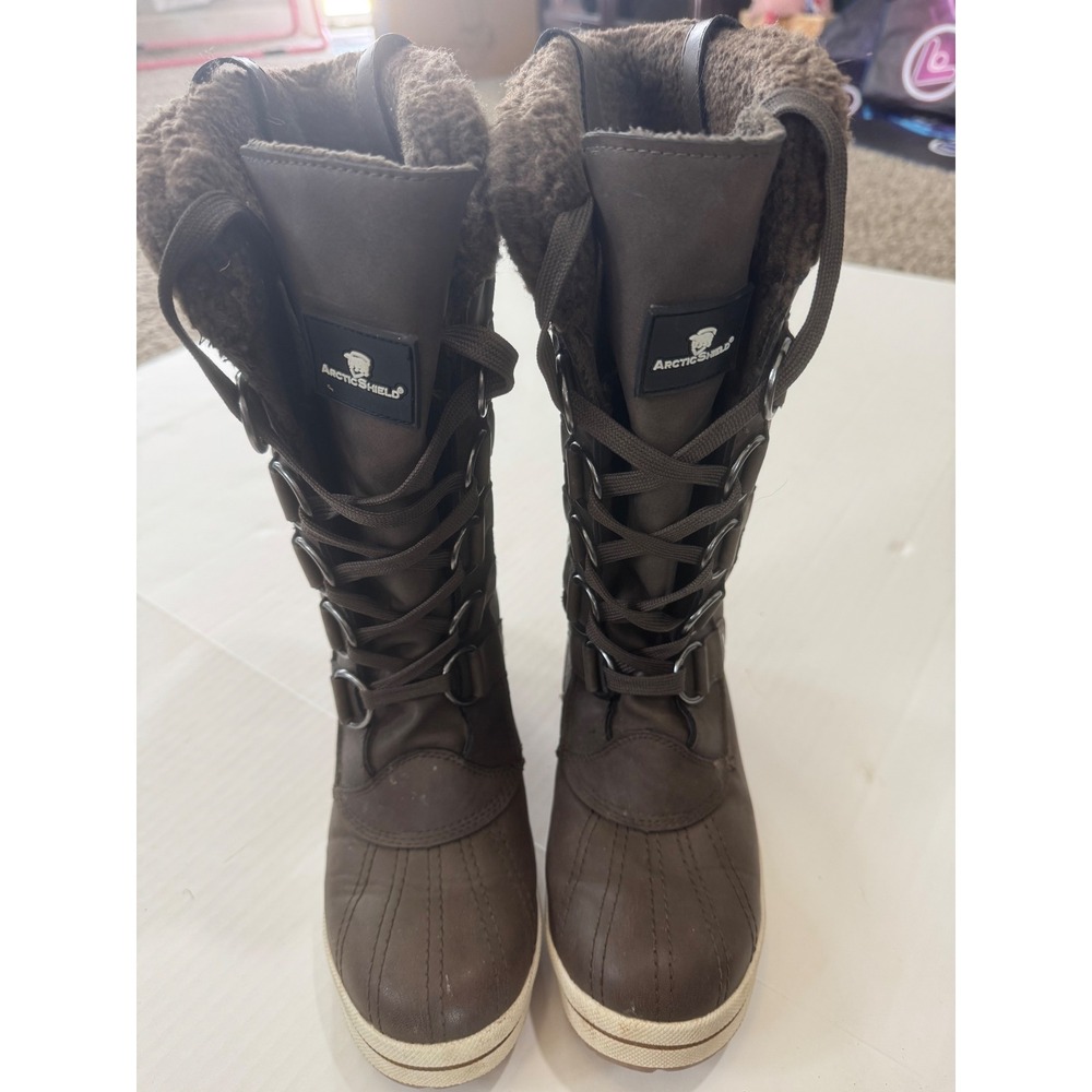 ArcticShield Womens Brown Winter Snow‎ Boots Faux Fur Lined AS-WB203-BRN Size 7M